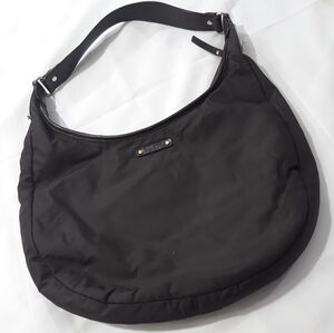 Kate Spade Nylon Hobo Shoulder Bag Brown Wit Leather Trim On The Strap Zippered